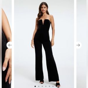 Good American, Black velvet jumpsuit, size Medium